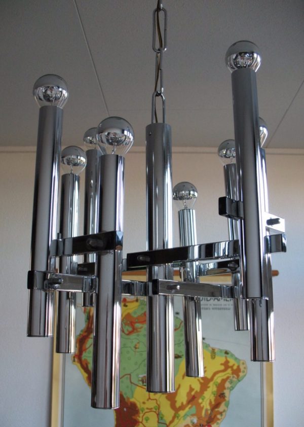 Chandelier by Gaetano Sciolari Lamp - Italian 60's Pendent Light