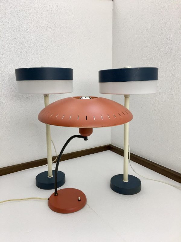 Very Rare 50's Table Light Set - Philips - Louis Kalff Lamp echt vintage