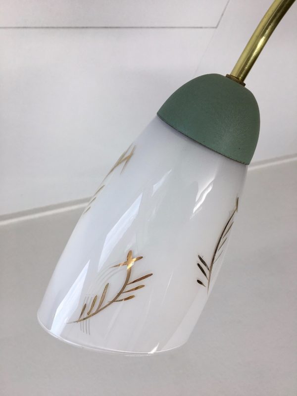 60's Brass Glass 6 Light Chandelier - Image 7