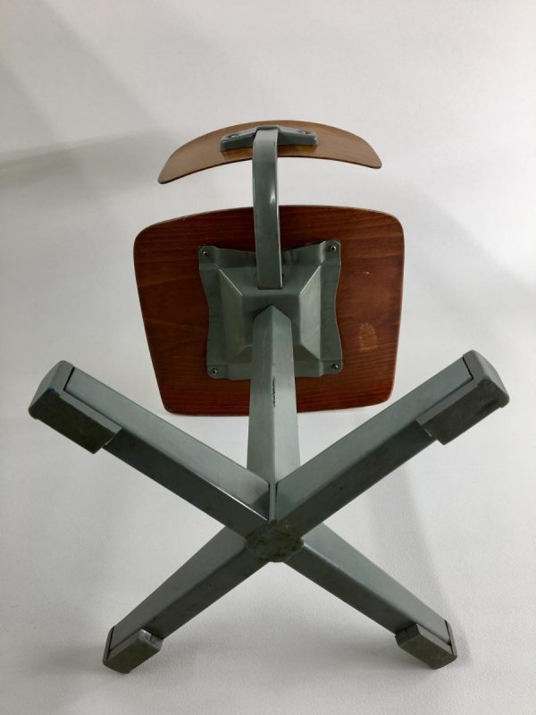 Dutch 80's Children's school chair - plywood metal Kids stool