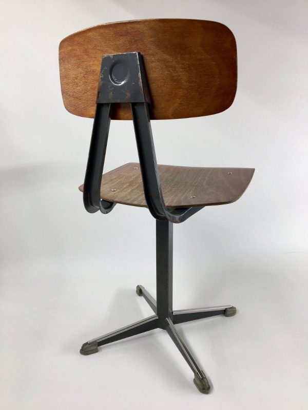 Dutch 80's Children's school chair - plywood metal kids stool