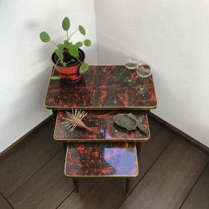Rare Set of 3 Vintage Midcentury Modern Nesting Tables