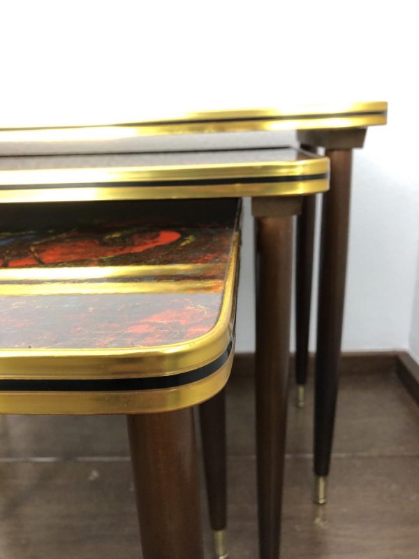Rare Set of 3 Vintage Midcentury Modern Nesting Tables - Image 9