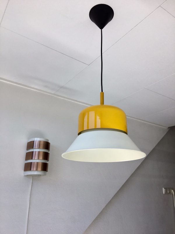 Rare Yellow White Lamp - Aluminium Pendent Light