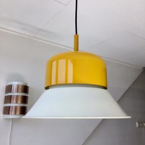 Rare Yellow White Lamp - Aluminium Pendent Light