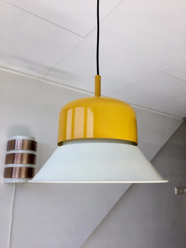 Rare Yellow White Lamp - Aluminium Pendent Light