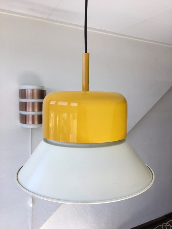 Rare Yellow White Lamp - Aluminium Pendent Light