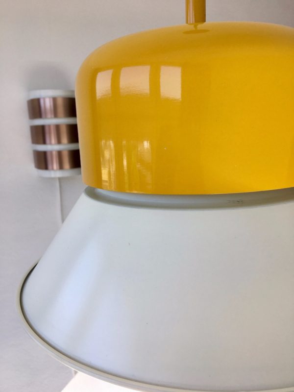 Rare Yellow White Lamp - Aluminium Pendent Light