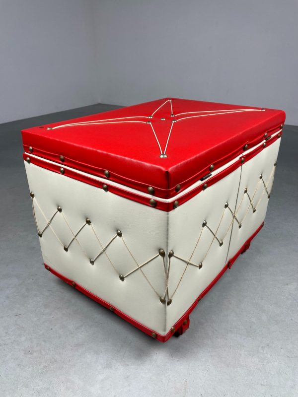 Vintage storage box - Skai leather trunk from the 60's / 70's - retro sewing Box echtvintage