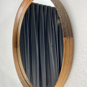 Large Wooden Round Mirror