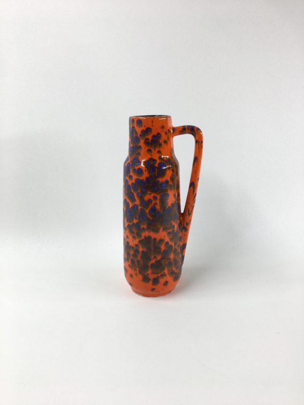 West Germany vase - 60/70's orange blue ceramic Scheurich 275-28