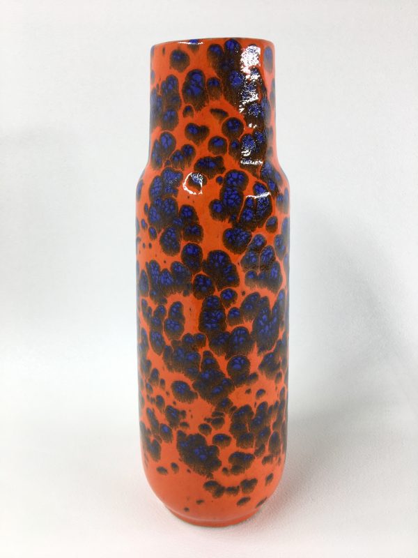 West Germany vase - 60/70's orange blue ceramic Scheurich 275-28