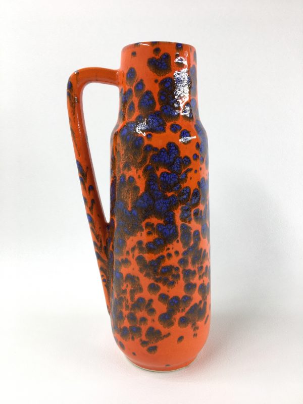 West Germany vase - 60/70's orange blue ceramic Scheurich 275-28