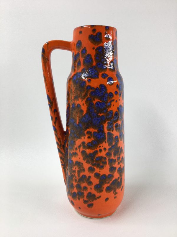 West Germany vase - 60/70's orange blue ceramic Scheurich 275-28