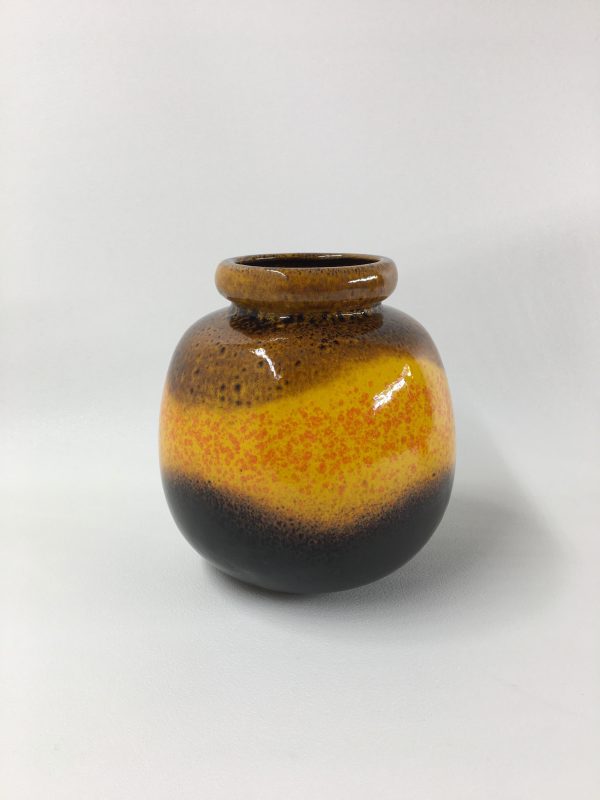 West Germany vase, 60/70's yellow orange brown ceramic Scheurich 284-19