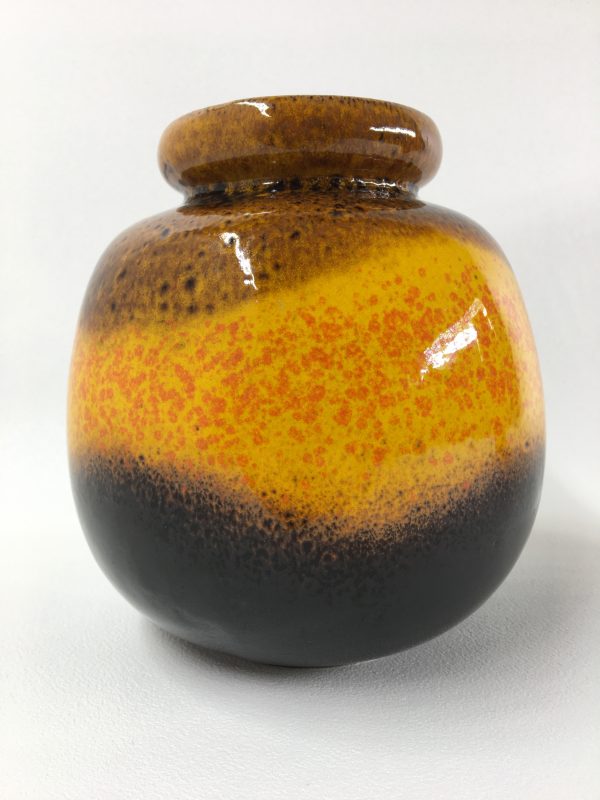 West Germany vase, 60/70's yellow orange brown ceramic Scheurich 284-19