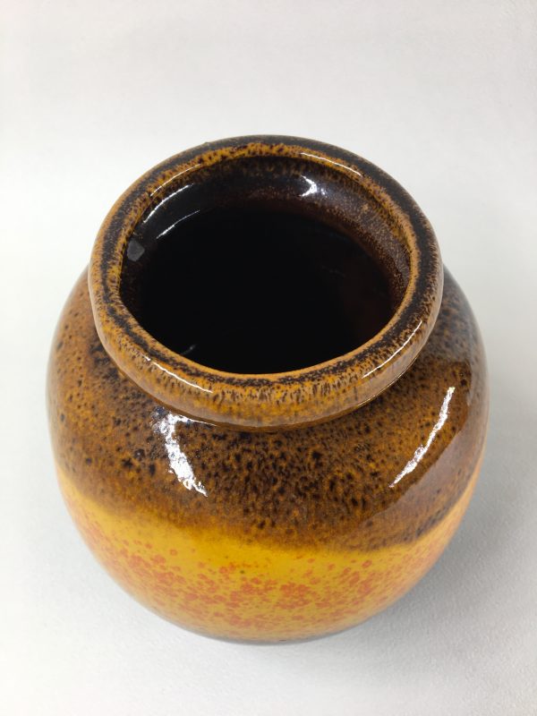 West Germany vase, 60/70's yellow orange brown ceramic Scheurich 284-19