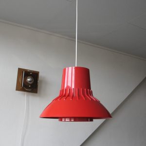 Red Nordisk Solar Compagni Lamp - Sven Middelboe - Space Age Pendent Light