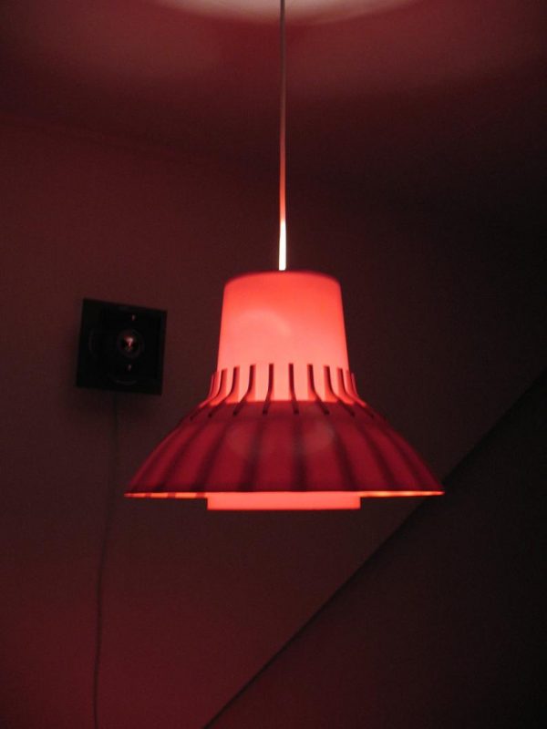 Red Nordisk Solar Compagni Lamp - Sven Middelboe - Space Age Pendent Light
