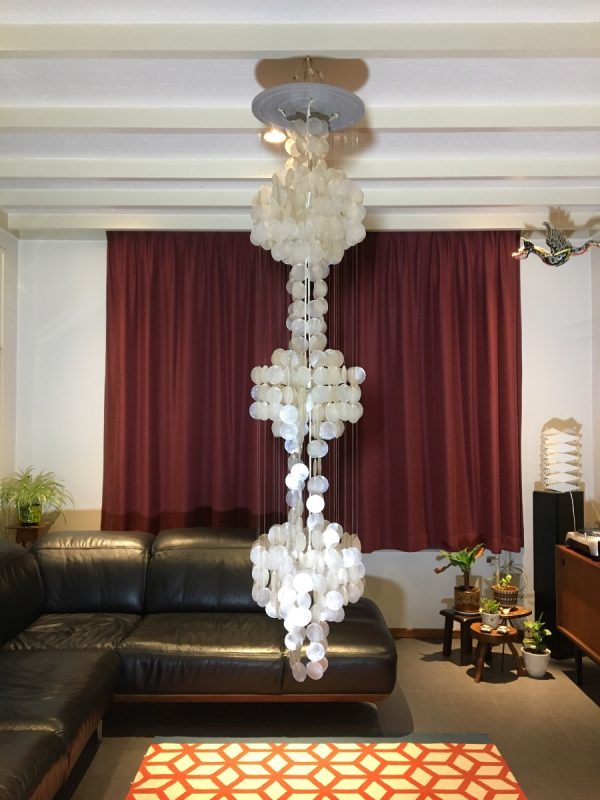 panton style Capiz 3 light - 78 inch - 70's Ibiza pendent lamp