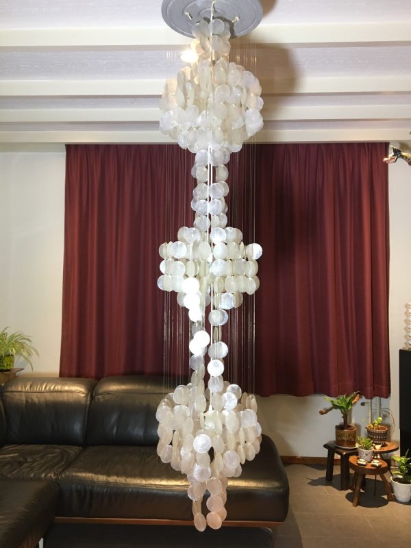 panton style Capiz 3 light - 78 inch - 70's Ibiza pendent lamp