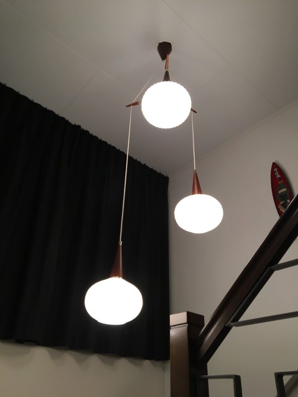 3 light from Massive - 60's teak brass glass design light - Image 11