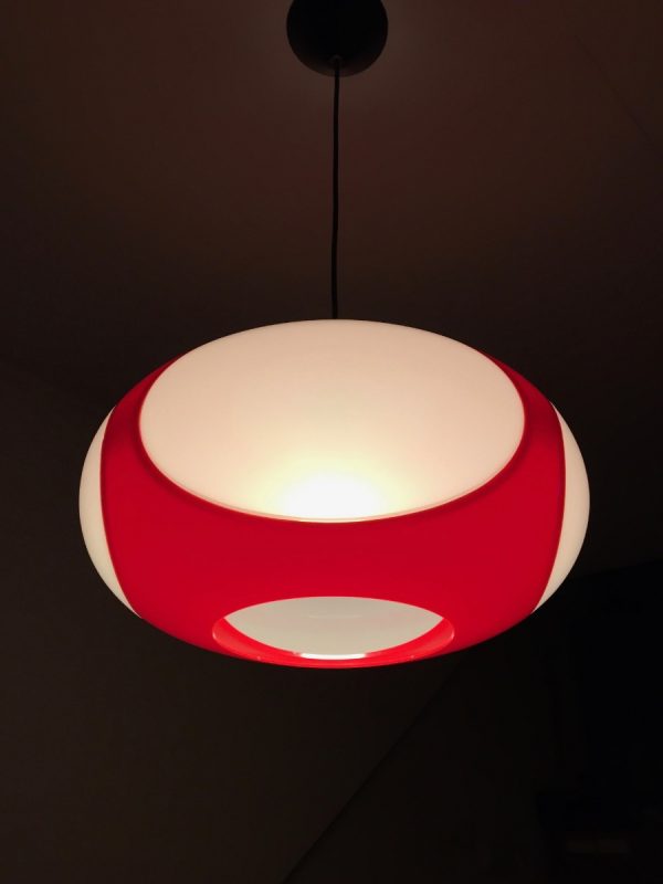 UFO space age pendent light - Massive red lamp - Steinhauer Colani