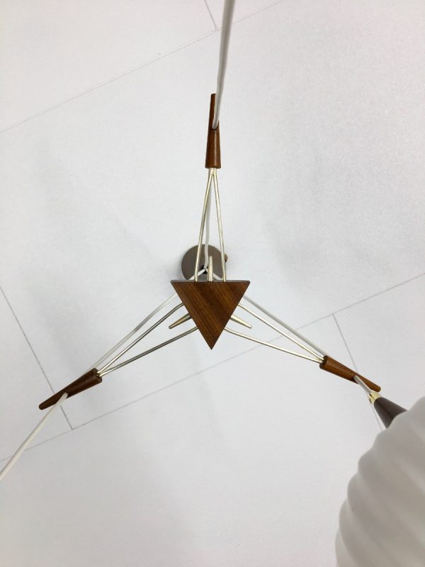 3 light from Massive - 60's teak brass glass design light - Image 10