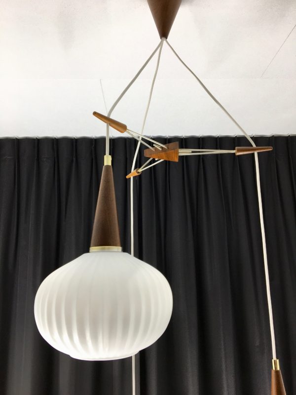 3 light from Massive - 60's teak brass glass design light - Image 7
