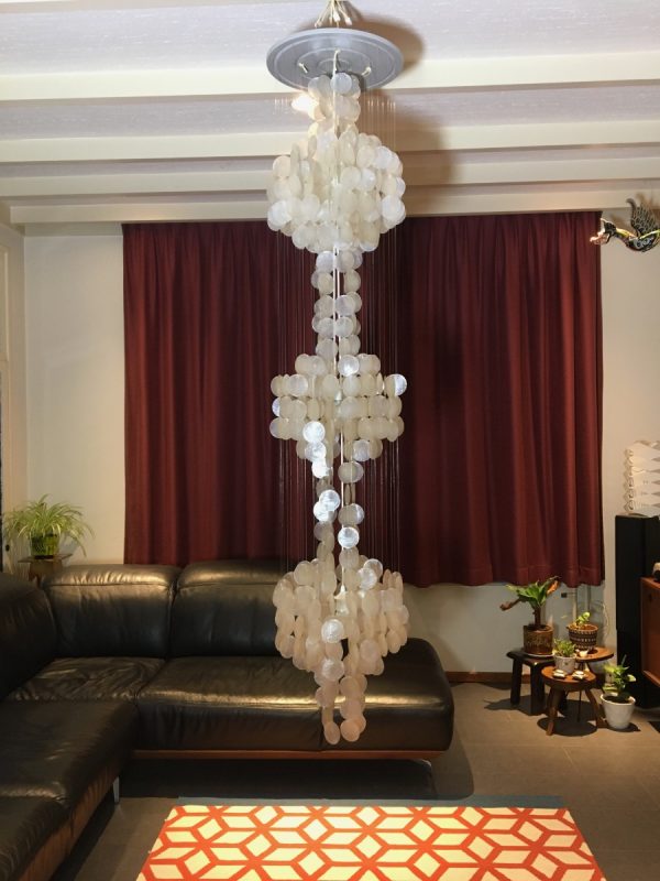 panton style Capiz 3 light - 78 inch - 70's Ibiza pendent lamp