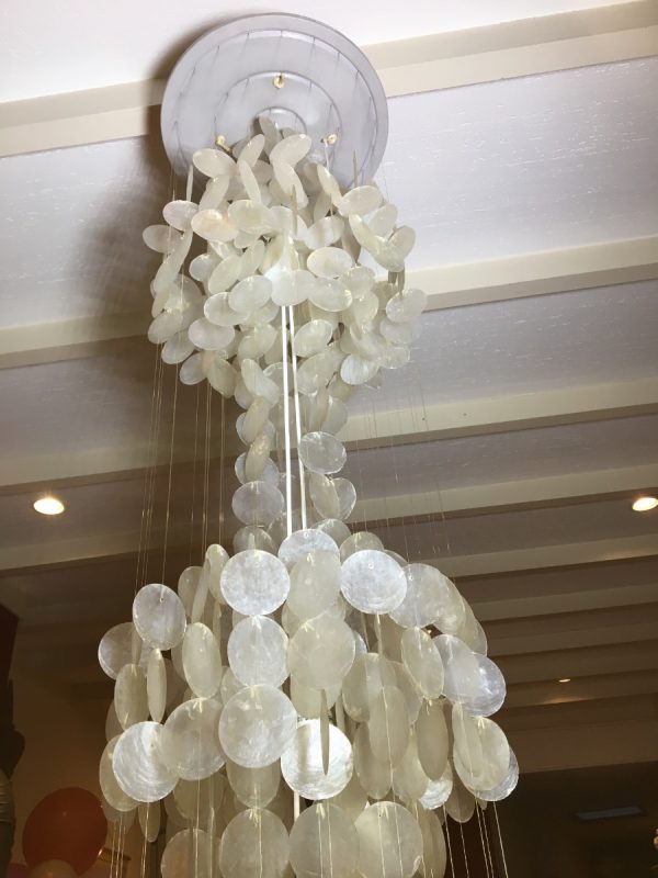 panton style Capiz 3 light - 78 inch - 70's Ibiza pendent lamp