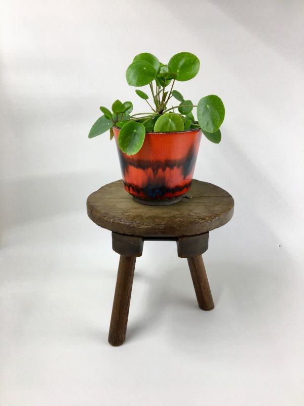 Vintage brutalist wood side table - rare 30's plant stand - stool