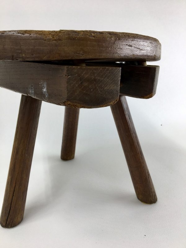 Vintage brutalist wood side table - rare 30's plant stand - stool
