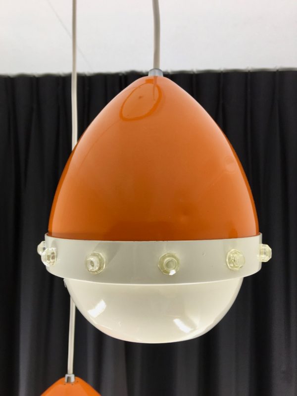 Space age 70's light pendant - Aluminium two tone lamp - Image 7
