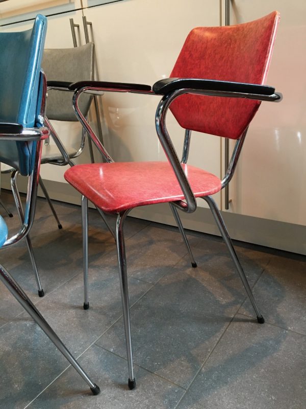Set of 5 industrial chairs in skai and metal - Image 5