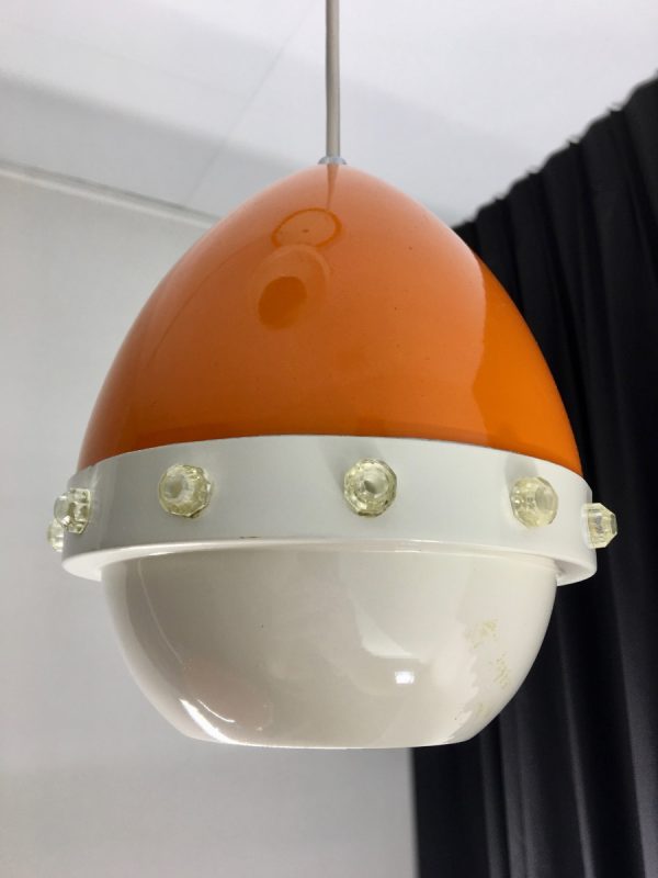 Space age 70's light pendant - Aluminium two tone lamp - Image 6