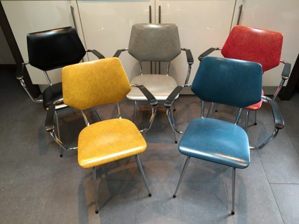 Set of 5 industrial chairs in skai and metal