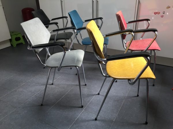 Set of 5 industrial chairs in skai and metal - Image 3