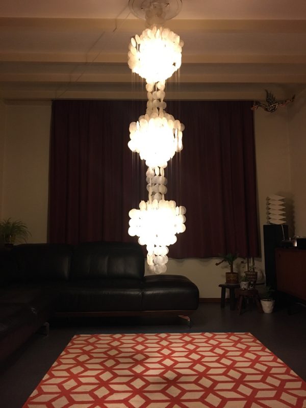 panton style Capiz 3 light - 78 inch - 70's Ibiza pendent lamp