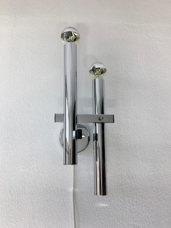 vintage modern design 2 light - Sciolari wall lamp - chrome metal Boulanger sconce