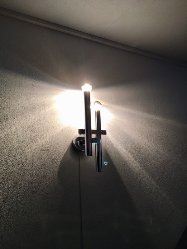 vintage modern design 2 light - Sciolari wall lamp - chrome metal Boulanger sconce