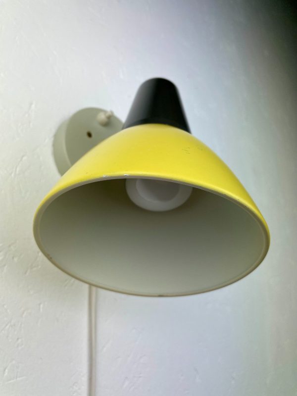 Vintage 1950's wall light - rare yellow Philips lighting - Louis Kalff design lamp - Aluminium