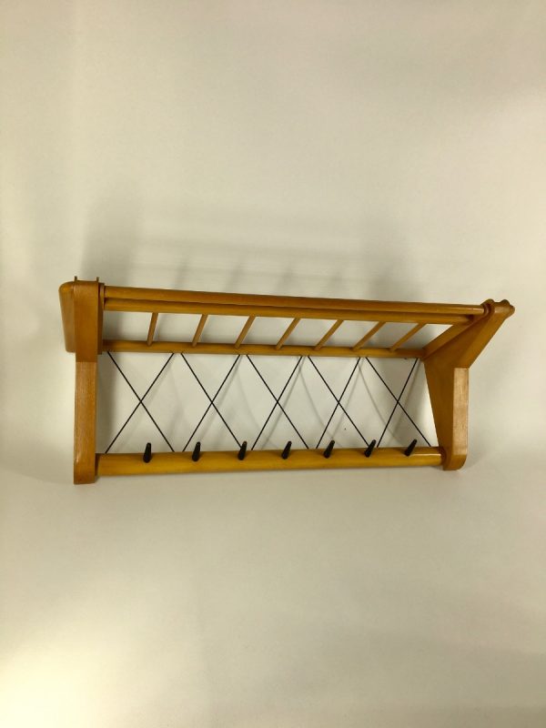Vintage Electrimeufa no. 514 - Wassenaar Holland - 50's coat rack - retro wall hanger - plywood 1950s