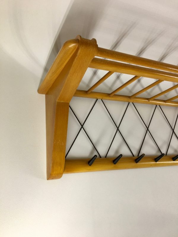 Vintage Electrimeufa no. 514 - Wassenaar Holland - 50's coat rack - retro wall hanger - plywood 1950s