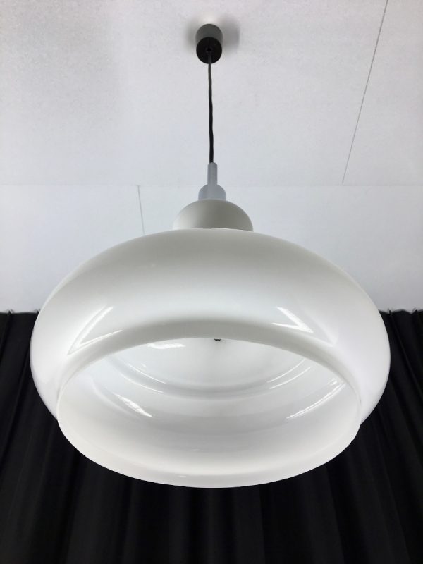 White Opaline glass chrome pendent light - Image 6