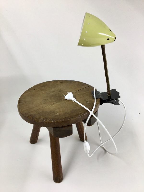 Yellow Hala Zeist 50's Asterisks pinch clamp lamp - Dutch clip light