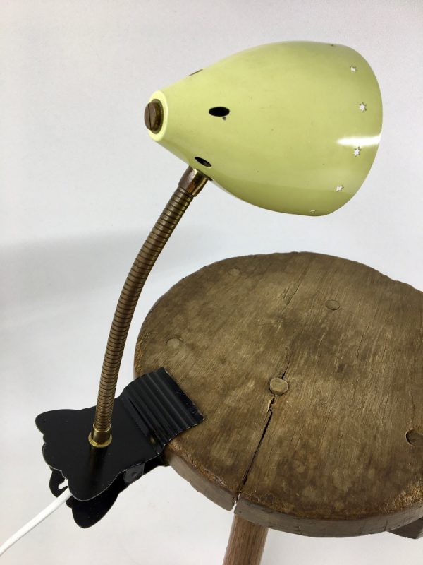 Yellow Hala Zeist 50's Asterisks pinch clamp lamp - Dutch clip light