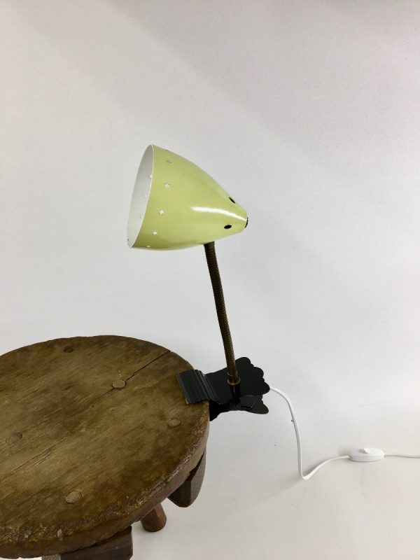Yellow Hala Zeist 50's Asterisks pinch clamp lamp - Dutch clip light