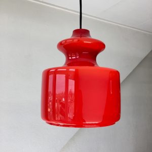 Peill & Putzler Germany pendent light - vintage red glass 70s lamp