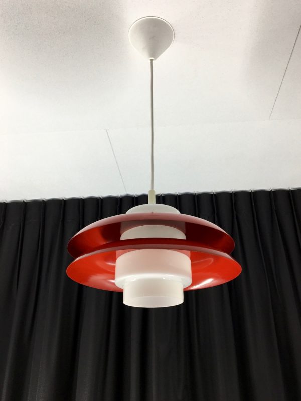 Rare 60's metal glass pendent light - E+S Moderne Leuchten - Mid Century lamp